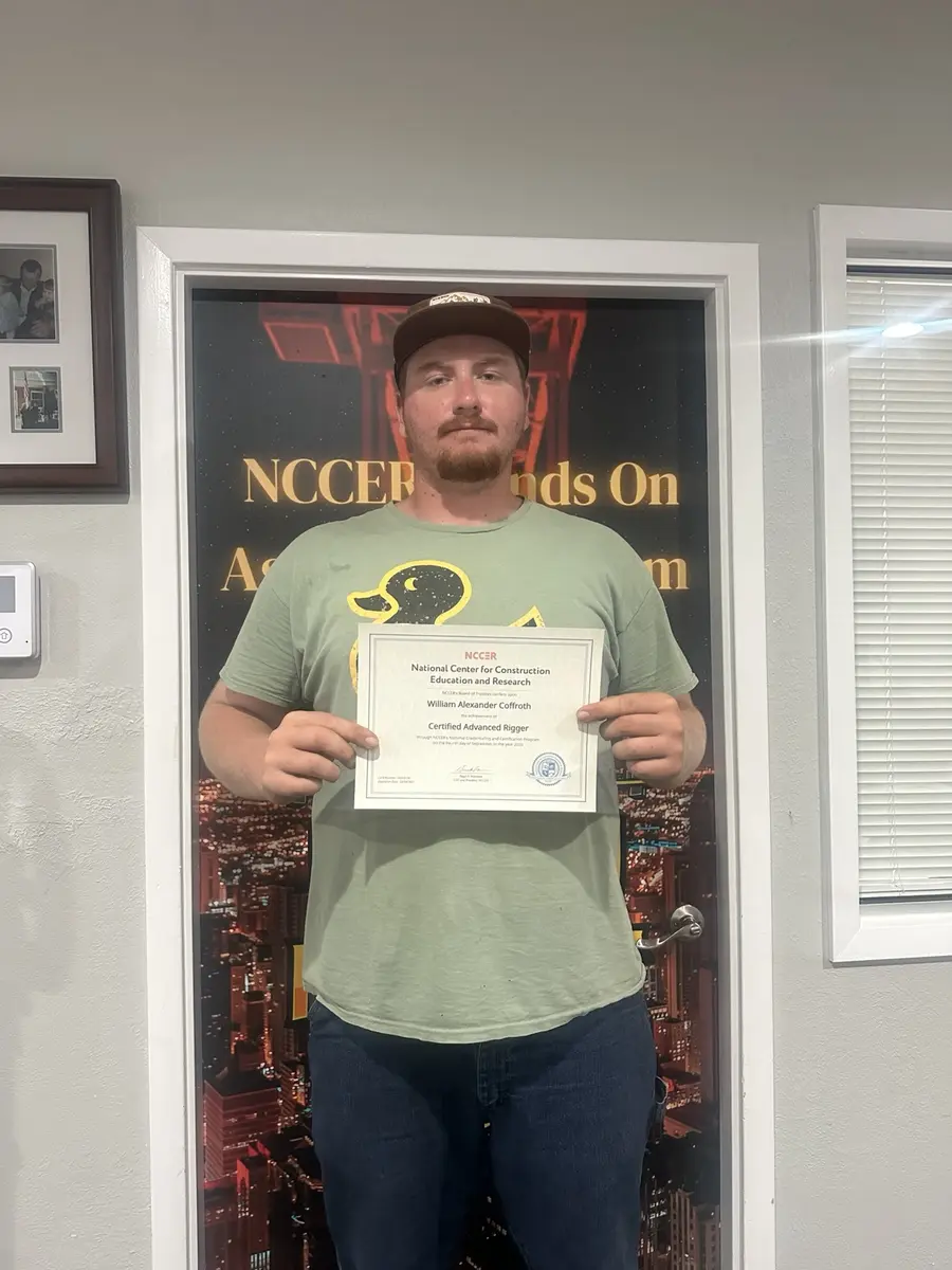 Rig Right Texas NCCER Advanced Rigger graduate