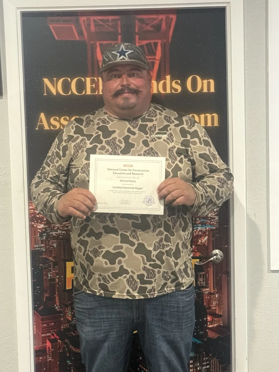 Rig Right Texas NCCER Advanced Rigger graduate