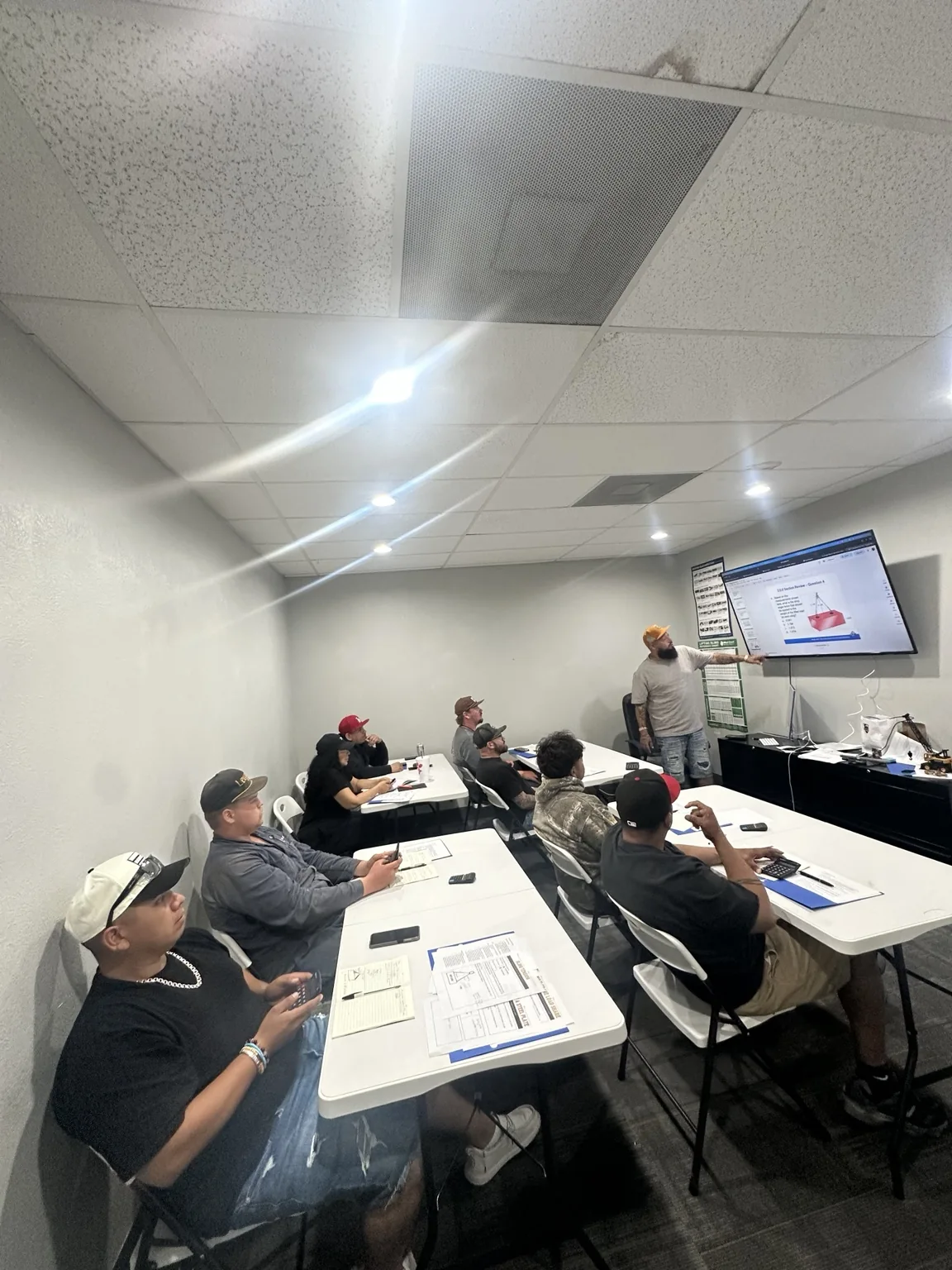 Students receiving hands-on rigging instruction at Rig Right Texas