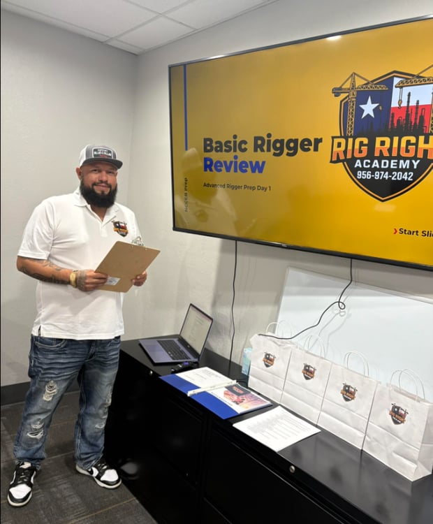 Mike Sanchez preparing the Rig Right Texas classroom for NCCER Basic Rigger training