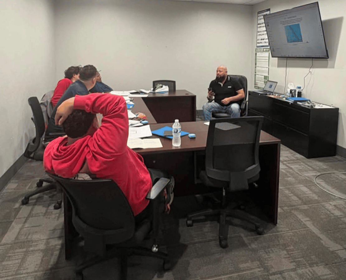 Mike Sanchez teaching NCCER Advanced Rigger material in the Rig Right Texas classroom