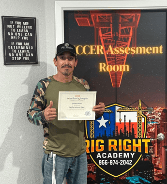 Student participating in NCCER training at Rig Right Texas